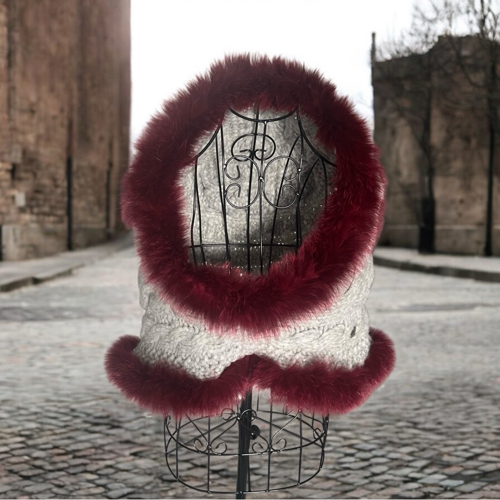 💖 Calimar Alpaca Fox Fur Hooded Shrug Made in Italy 💖